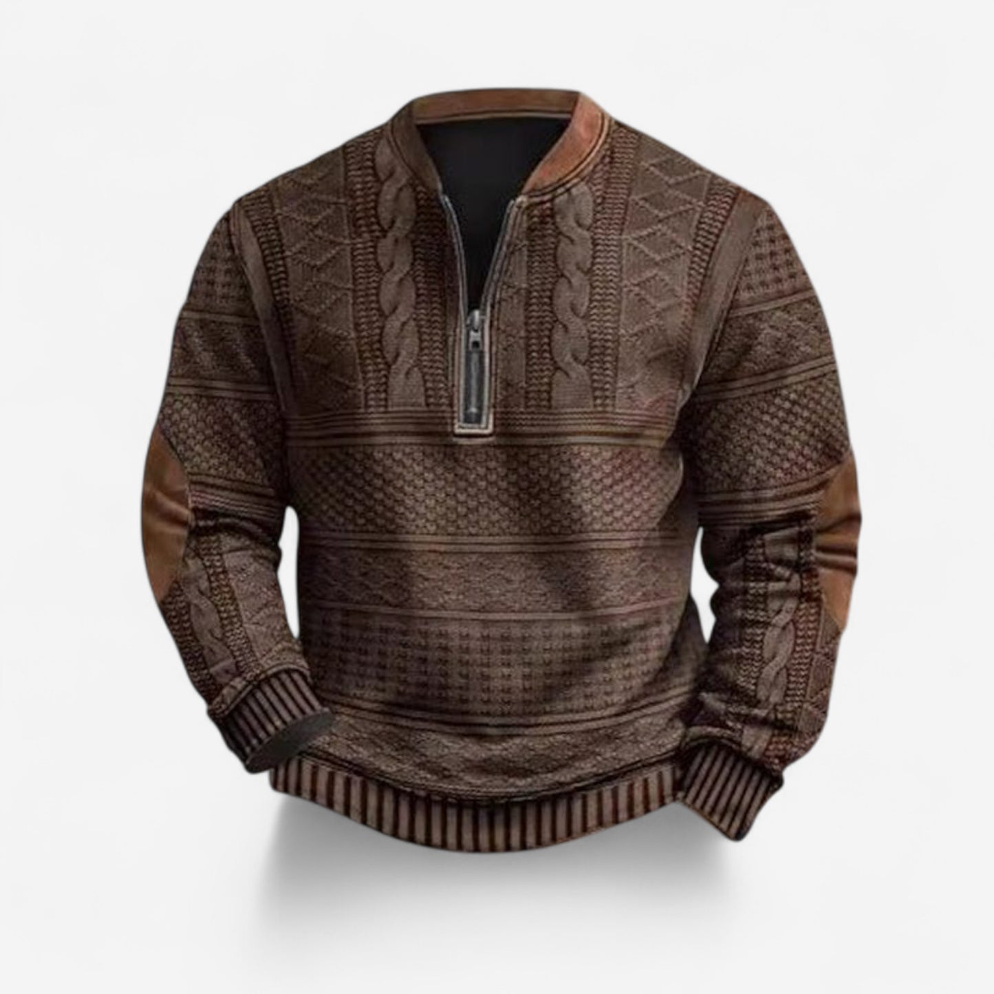 Andrei - Sweat zippé géométrique au style rétro et décontracté