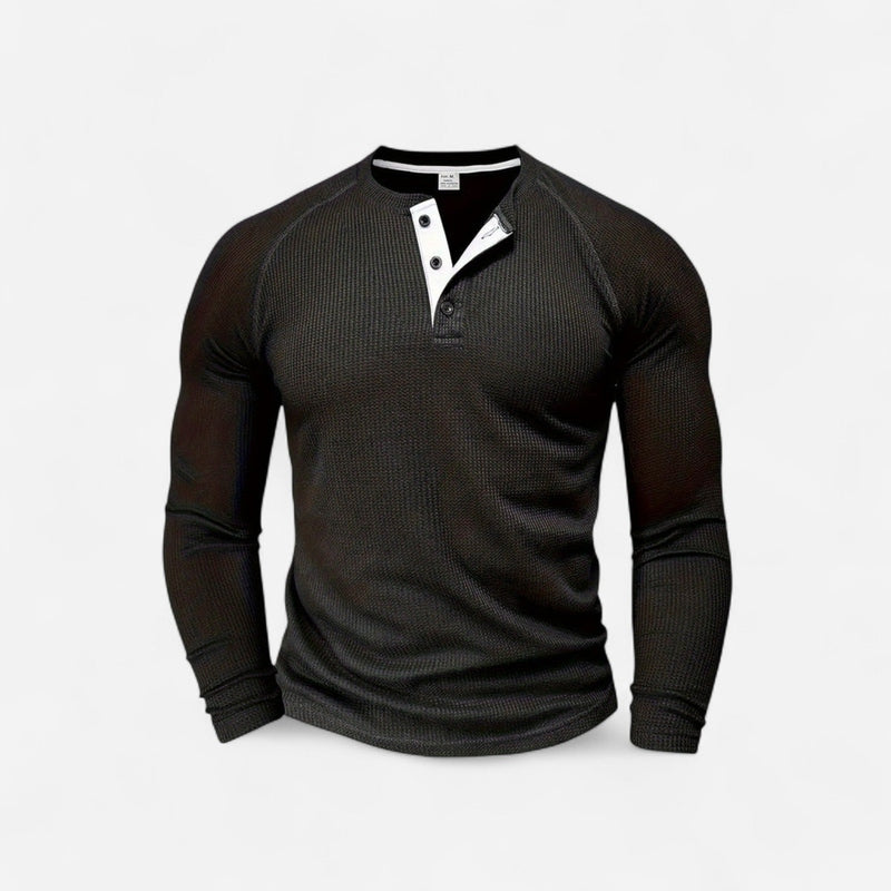 Québec Élégance Men Shirt Mason - Chemise décontractée à manches longues côtelées