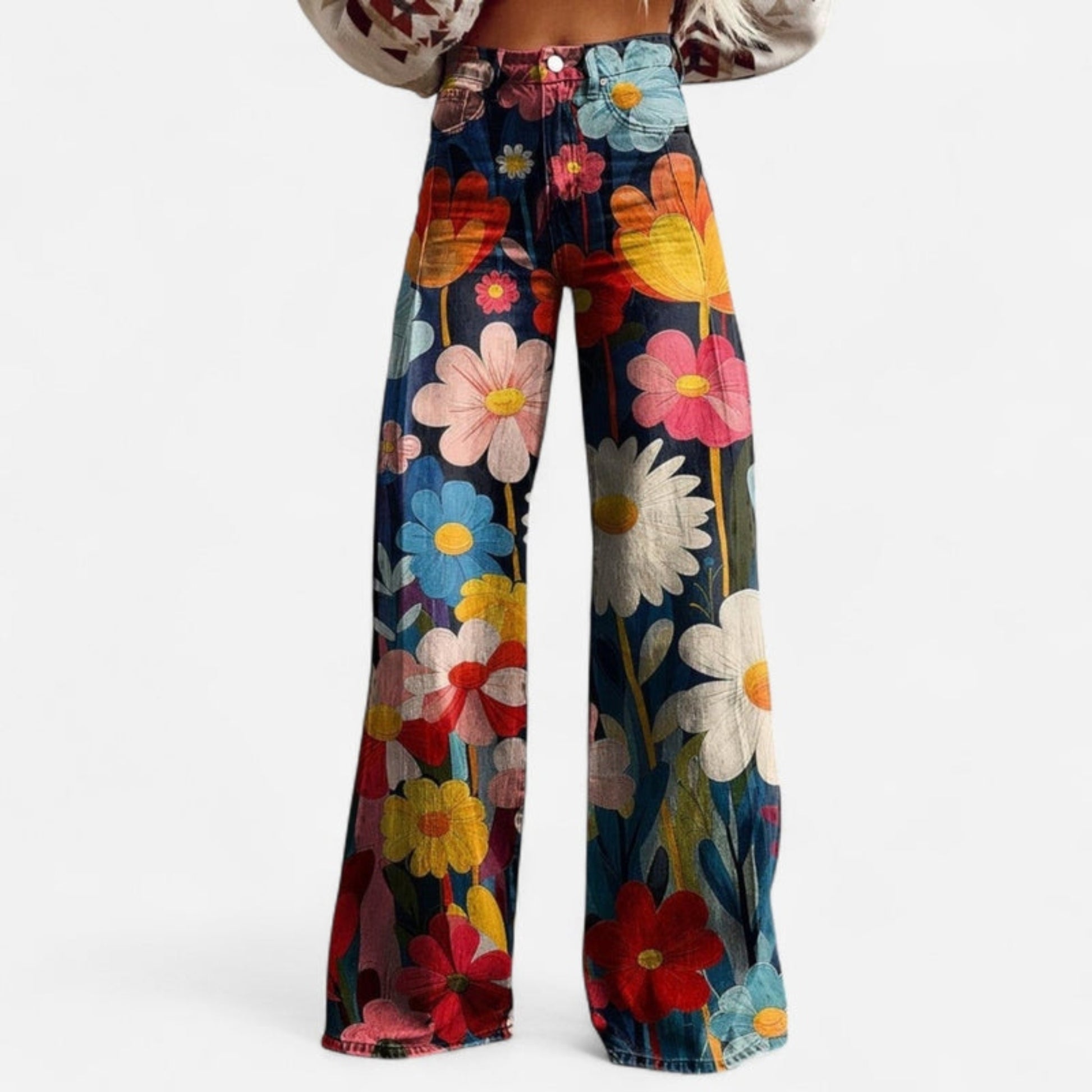 Québec Élégance Pants Atasha - Pantalon à jambes larges avec imprimé fleuri
