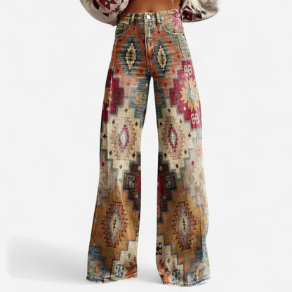 Québec Élégance Pants Atasha - Pantalon à jambes larges avec imprimé fleuri