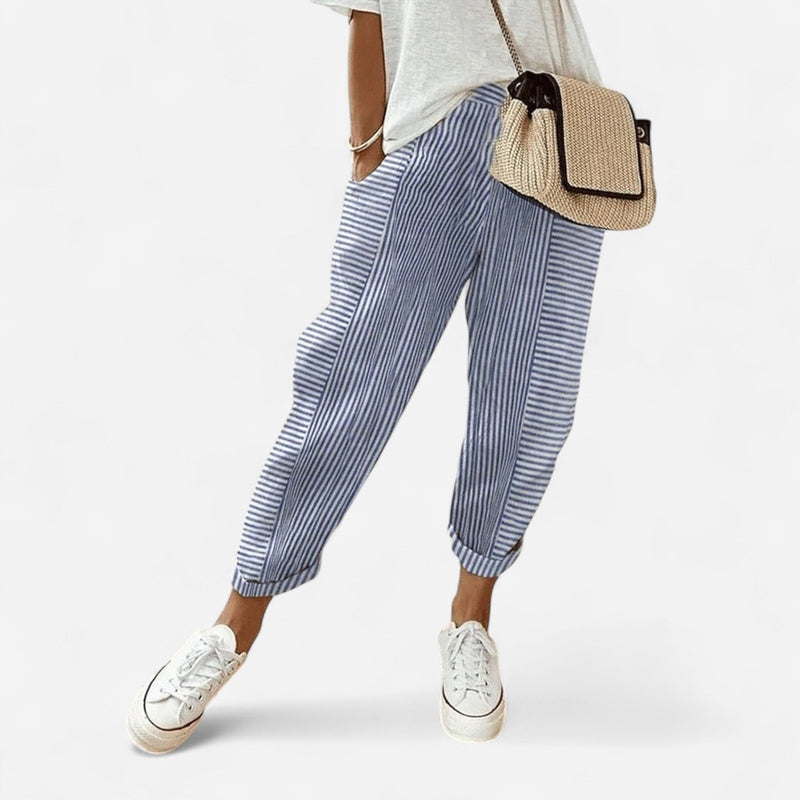 Québec Élégance Pants Lore - Pantalon Rayé Élégant et Confortable pour Femme
