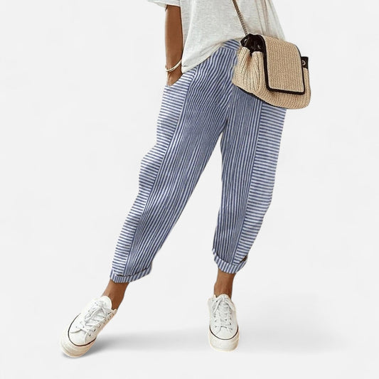 Québec Élégance Pants Lore - Pantalon Rayé Élégant et Confortable pour Femme