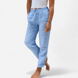 Québec Élégance Pants Monica - Pantalons Élégants en Coton et Lin, Confort Optimal