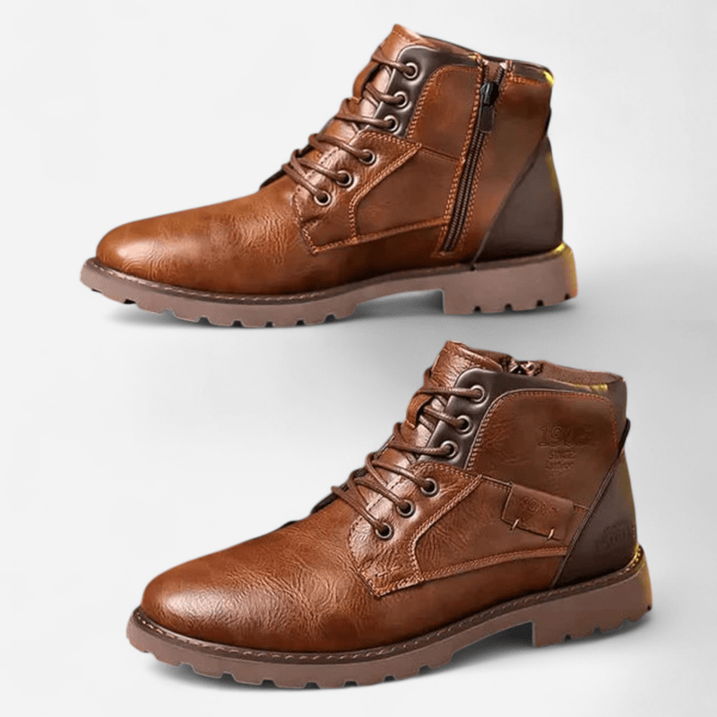 Québec Élégance Shoes Jethro - Bottines en cuir robuste à lacets pour un style durable