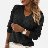Québec Élégance Sweater Faye - Pull élégant à col en V en tricot doux et confortable
