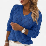 Québec Élégance Sweater Faye - Pull élégant à col en V en tricot doux et confortable