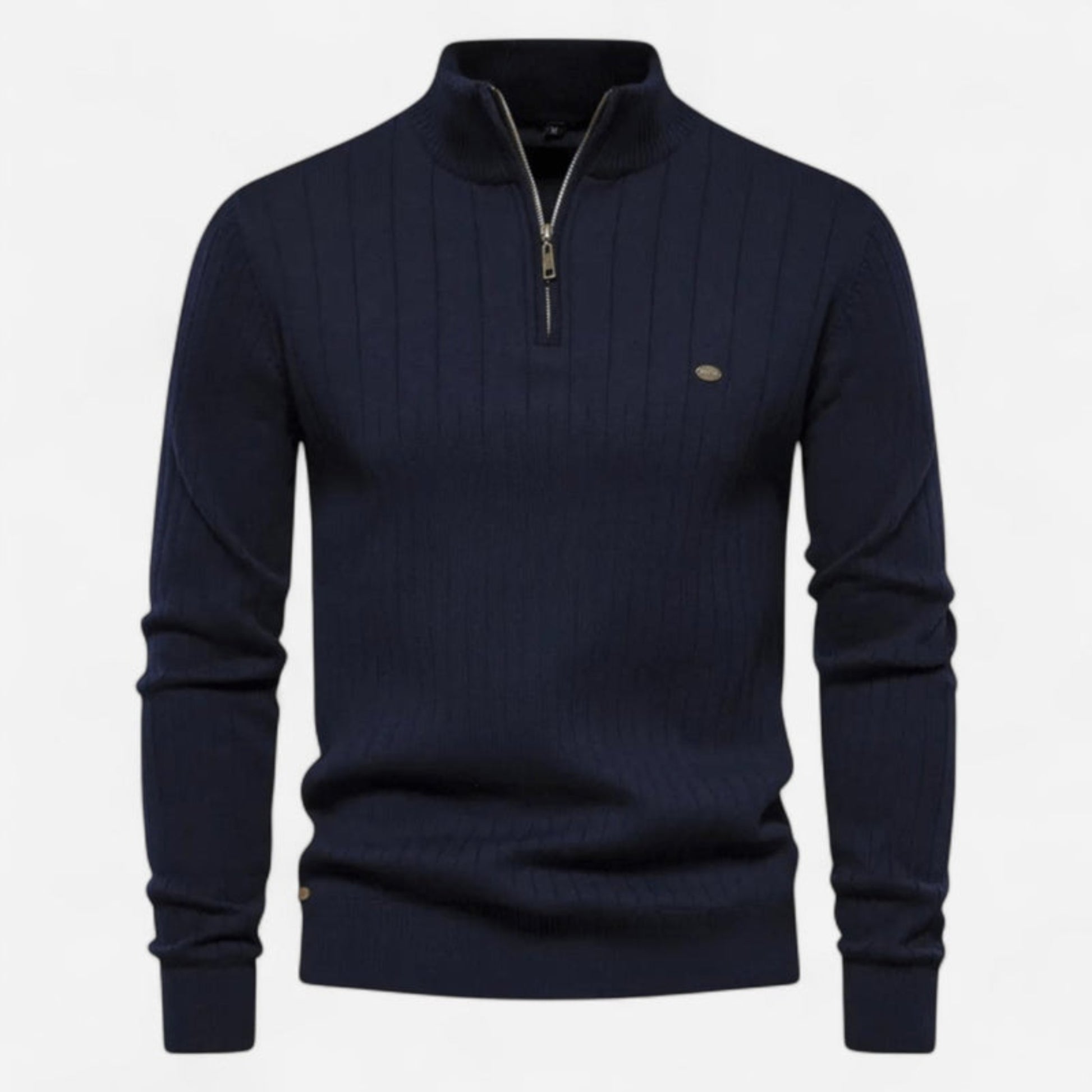 Québec Élégance Sweater Jenson - Pull à fermeture éclair quart de tour avec rayures élégantes
