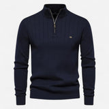 Québec Élégance Sweater Jenson - Pull à fermeture éclair quart de tour avec rayures élégantes