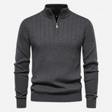 Québec Élégance Sweater Jenson - Pull à fermeture éclair quart de tour avec rayures élégantes