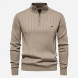 Québec Élégance Sweater Jenson - Pull à fermeture éclair quart de tour avec rayures élégantes