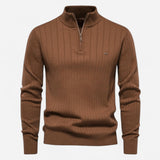 Québec Élégance Sweater Jenson - Pull à fermeture éclair quart de tour avec rayures élégantes