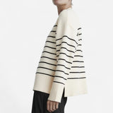 Québec Élégance Sweater Louisa - Pull rayé couture confortable pour un style urbain