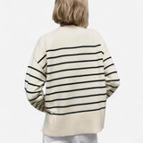 Québec Élégance Sweater Louisa - Pull rayé couture confortable pour un style urbain