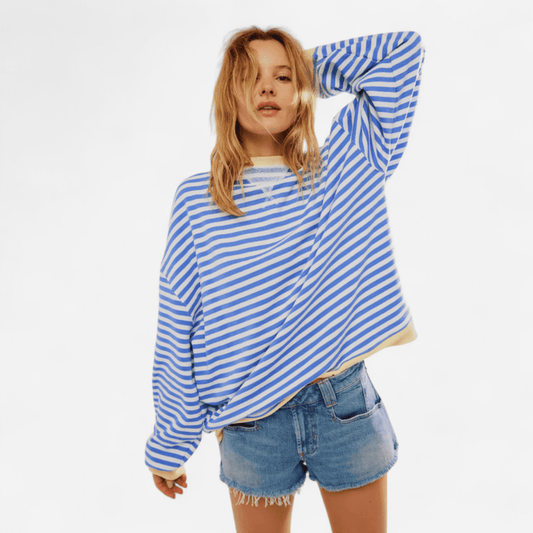 Québec Élégance Sweater Lucy - Pull rayé oversize alliant confort et style