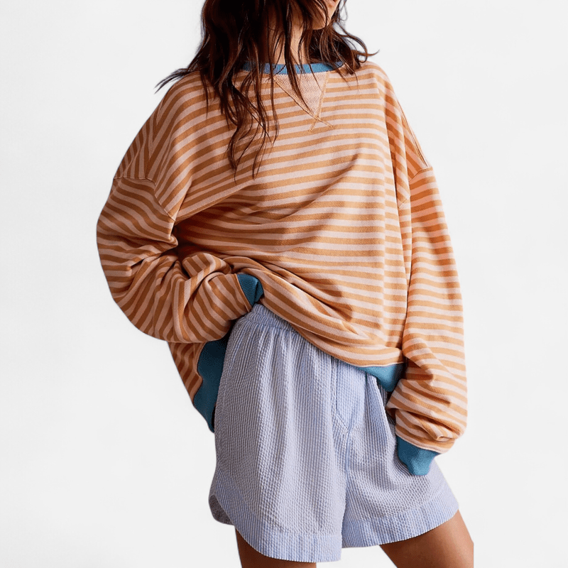 Québec Élégance Sweater Lucy - Pull rayé oversize alliant confort et style