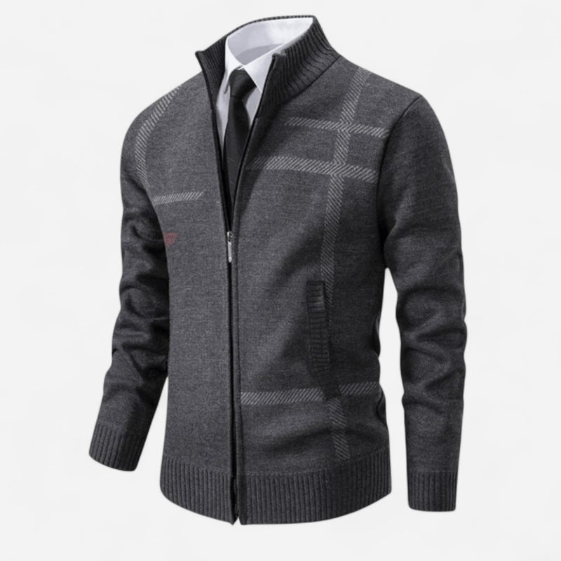 Québec Élégance Sweater Pat - Pull entièrement zippé en polyester pour homme