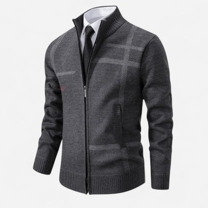 Québec Élégance Sweater Pat - Pull entièrement zippé en polyester pour homme