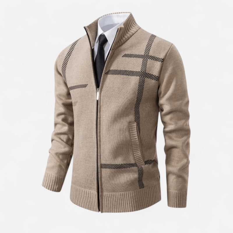 Québec Élégance Sweater Pat - Pull entièrement zippé en polyester pour homme