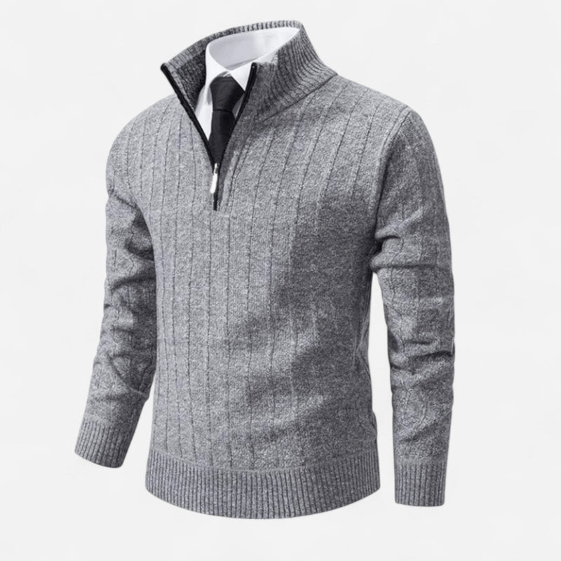 Québec Élégance Sweater Rob - Pull en tricot zippé quart de tour pour un style décontracté