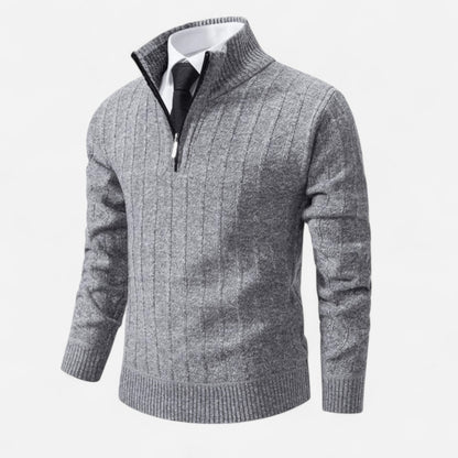 Québec Élégance Sweater Rob - Pull en tricot zippé quart de tour pour un style décontracté