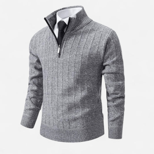 Québec Élégance Sweater Rob - Pull en tricot zippé quart de tour pour un style décontracté