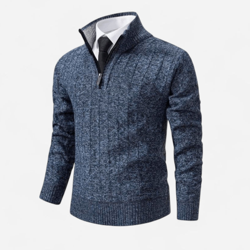Québec Élégance Sweater Rob - Pull en tricot zippé quart de tour pour un style décontracté