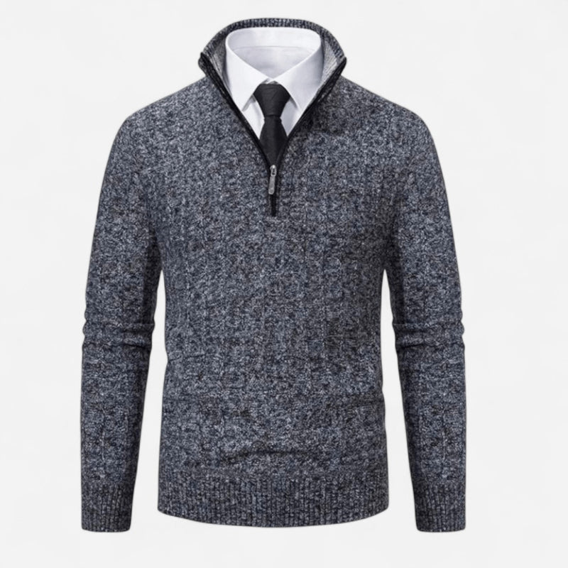 Québec Élégance Sweater Rob - Pull en tricot zippé quart de tour pour un style décontracté