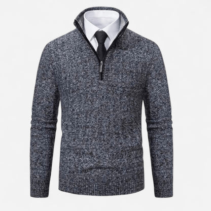 Québec Élégance Sweater Rob - Pull en tricot zippé quart de tour pour un style décontracté