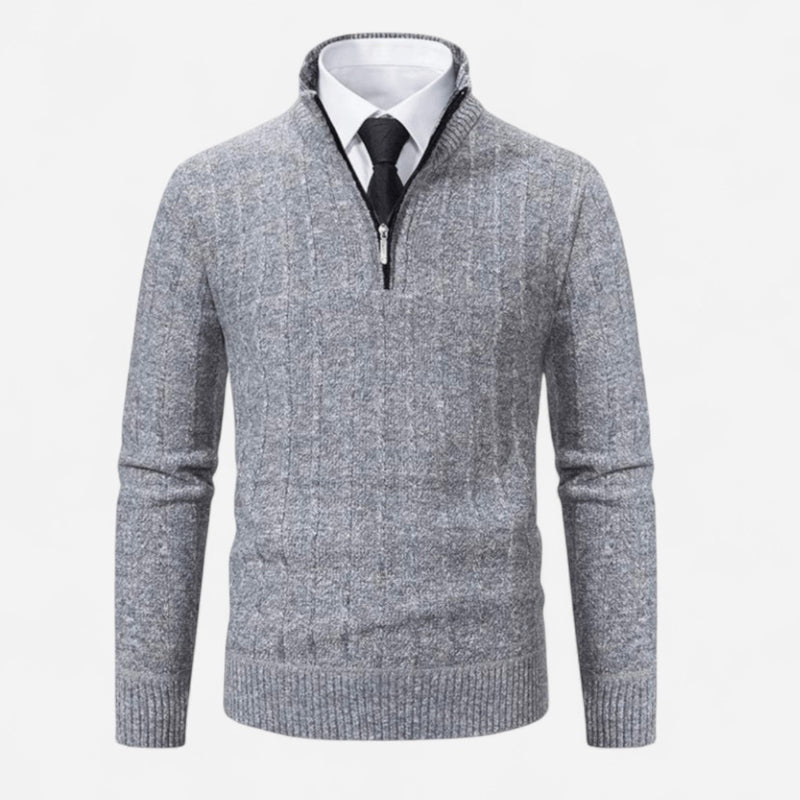 Québec Élégance Sweater Rob - Pull en tricot zippé quart de tour pour un style décontracté