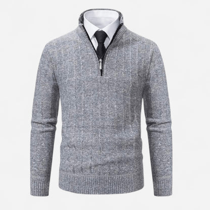 Québec Élégance Sweater Rob - Pull en tricot zippé quart de tour pour un style décontracté