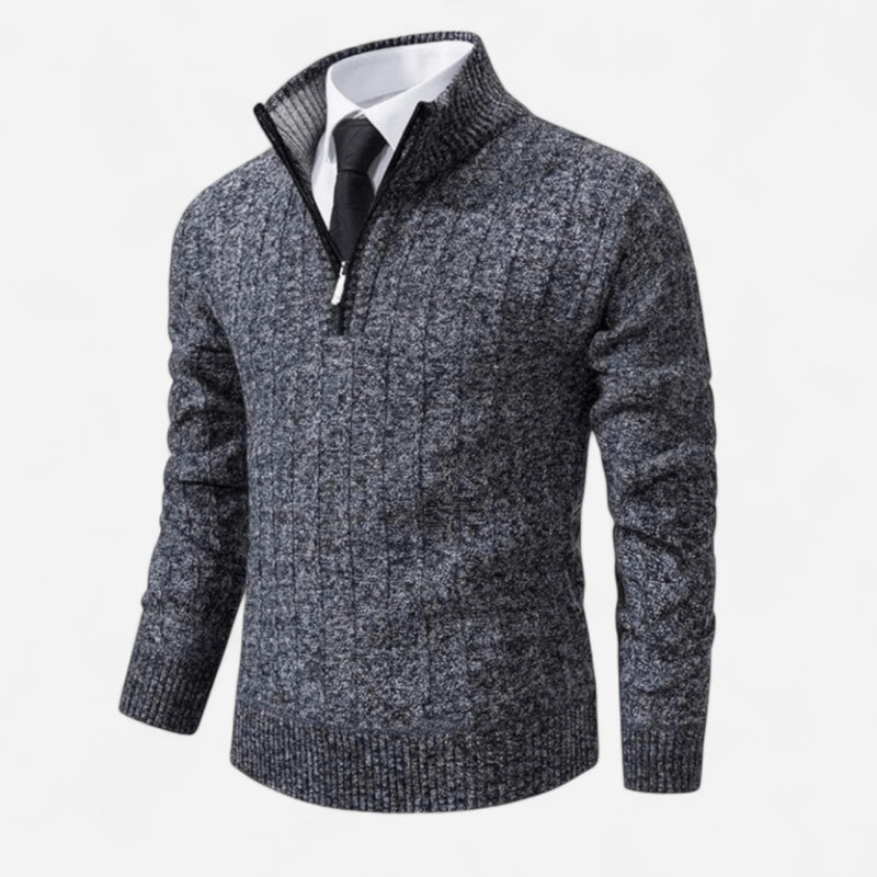 Québec Élégance Sweater Rob - Pull en tricot zippé quart de tour pour un style décontracté