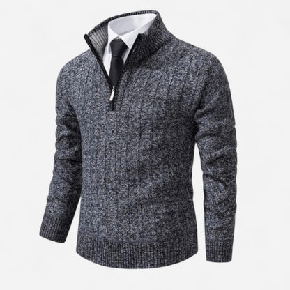 Québec Élégance Sweater Rob - Pull en tricot zippé quart de tour pour un style décontracté