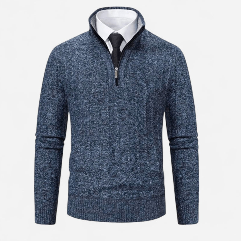 Québec Élégance Sweater Rob - Pull en tricot zippé quart de tour pour un style décontracté