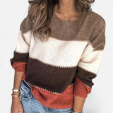 Québec Élégance Sweater Sabrina - Pull rayé confortable en laine douce pour femmes