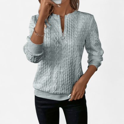 Québec Élégance Sweater Sara - Pull en maille élégant et stylé avec fermeture éclair