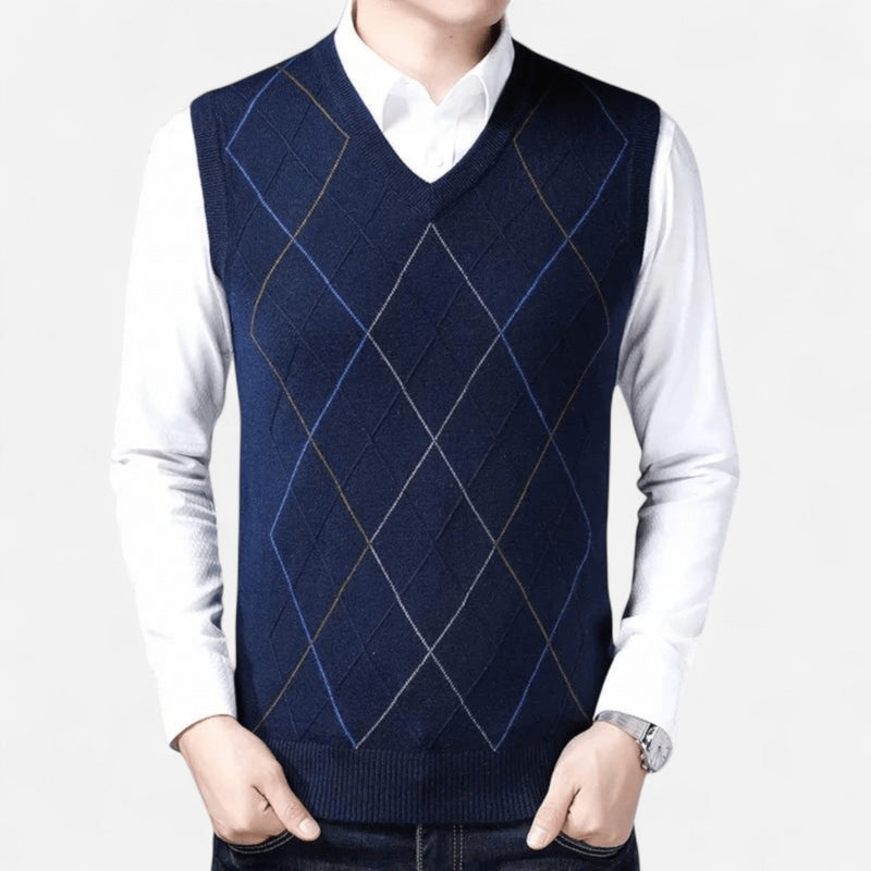 Québec Élégance Sweater Vests Jude - Élégant gilet en tricot avec motif diagonal