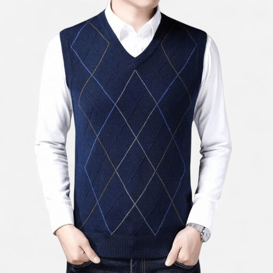 Québec Élégance Sweater Vests Jude - Élégant gilet en tricot avec motif diagonal