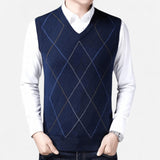 Québec Élégance Sweater Vests Jude - Élégant gilet en tricot avec motif diagonal