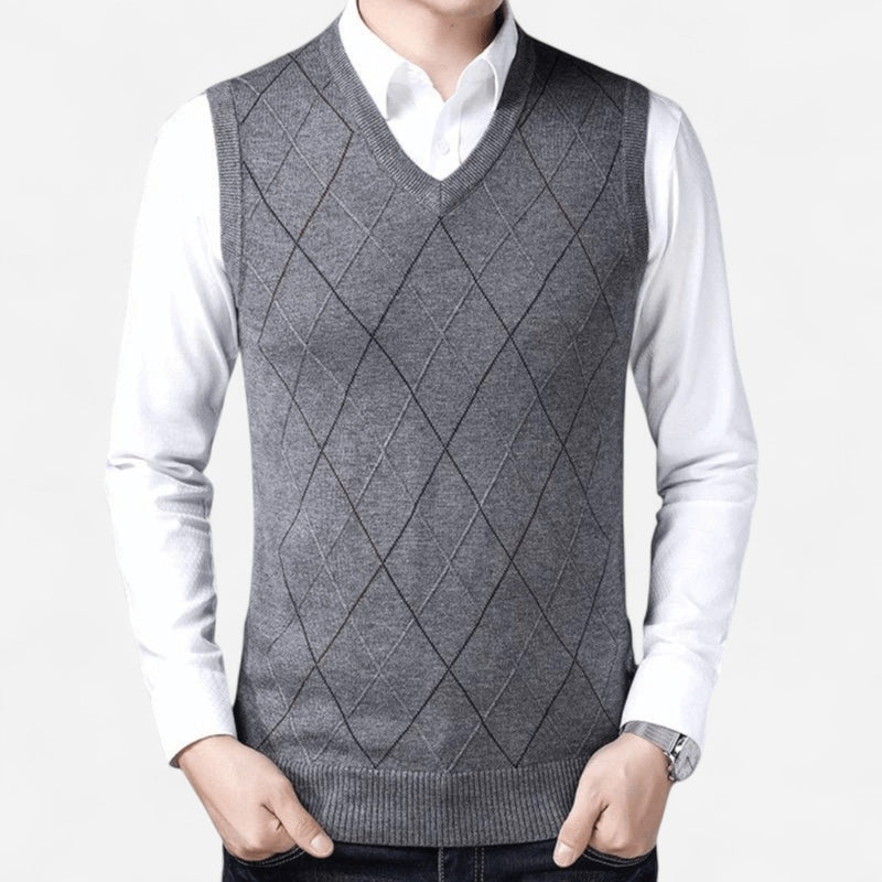 Québec Élégance Sweater Vests Jude - Élégant gilet en tricot avec motif diagonal