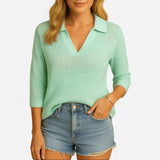 Québec Élégance Tops & Blouses Ebba - Haut en tricot boho à col en V pour femmes élégantes