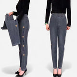 Québec Élégance Women Pants & Shorts Soraya - Jeans Élastiques Brodés pour un Confort Élégant