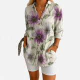 Québec Élégance Women's Blouse Julia™ - Chemisier Floral Élégant à Boutons pour un Style Unique