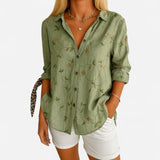 Québec Élégance Women's Blouse Julia™ - Chemisier Floral Élégant à Boutons pour un Style Unique