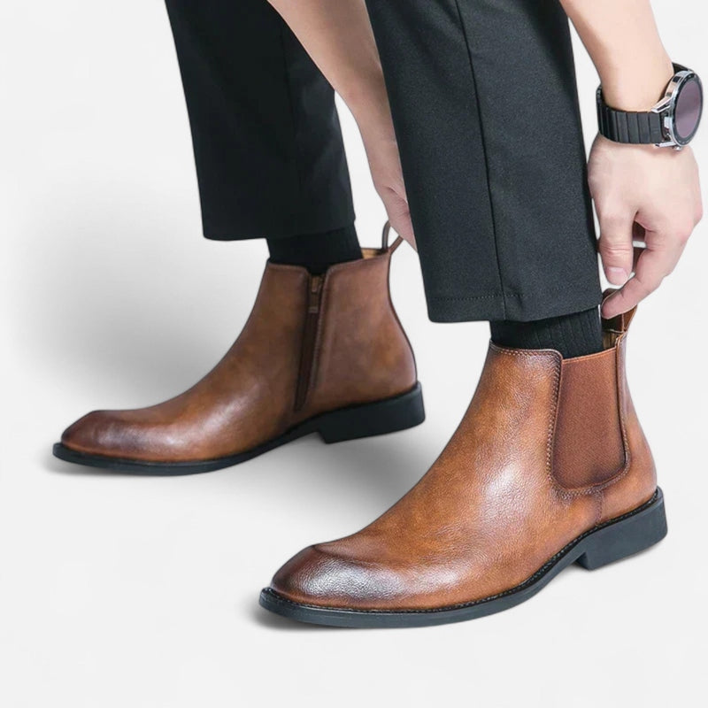 Québec Élégance shoes Cooper - Bottines Chelsea en cuir haut de gamme pour homme