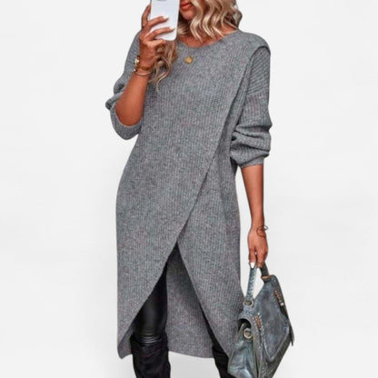 Québec Élégance sweater Kristin - Élégant pull long en coton pour un confort raffiné