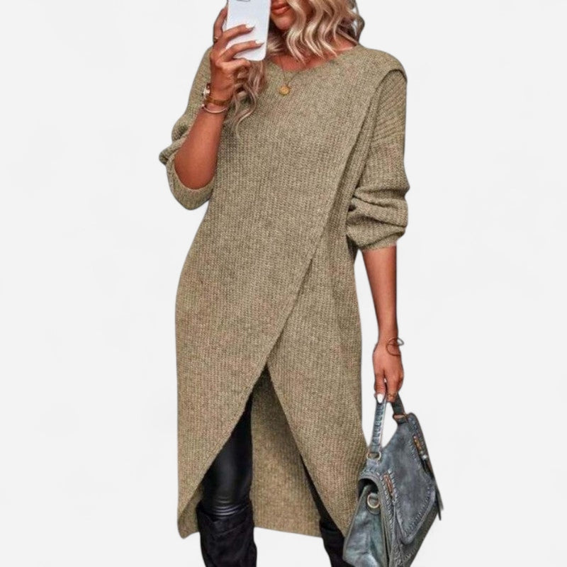 Québec Élégance sweater Kristin - Élégant pull long en coton pour un confort raffiné