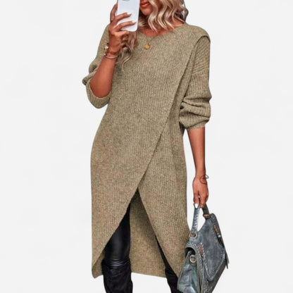 Québec Élégance sweater Kristin - Élégant pull long en coton pour un confort raffiné