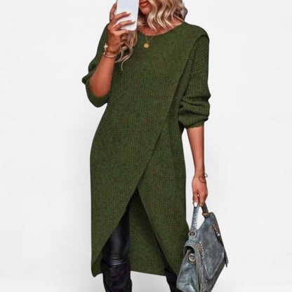 Québec Élégance sweater Kristin - Élégant pull long en coton pour un confort raffiné