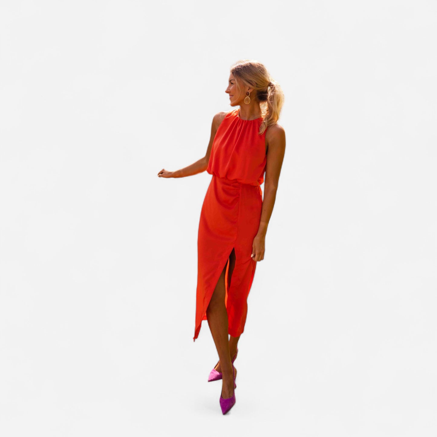 Anavella - Robe Midi d'Été Élégante au Design Fluide et Chic