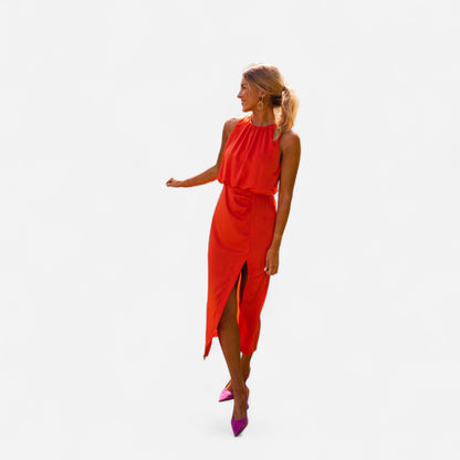 Anavella - Robe Midi d'Été Élégante au Design Fluide et Chic